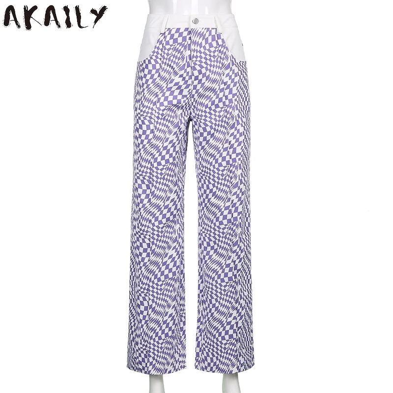 Akaily Streetwear Plaid Print Long Pants Women Summer Casual Straight Trousers Female Loose High Waist Zipper Patchwork Pants
Akaily Streetwear Plaid Print Long Pants Women Summer Casual Straight Trousers Female Loose High Waist Zipper Patchwork Pants