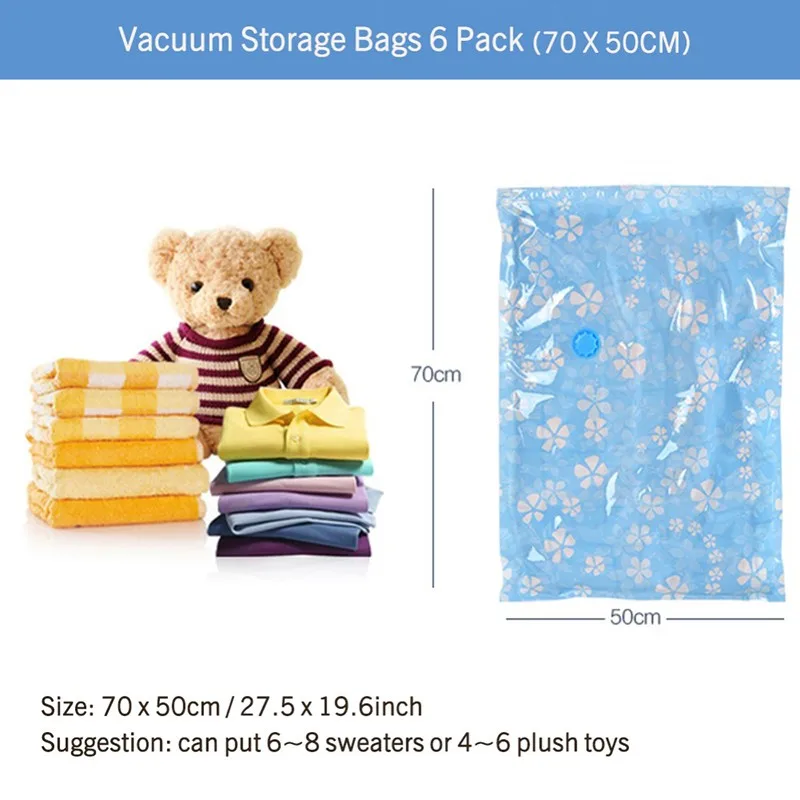 6PCS Thickened Vacuum Storage Bag For Cloth Compressed Bag with Hand Pump Reusable Blanket Clothes Quilt Organizer
6PCS Thickened Vacuum Storage Bag For Cloth Compressed Bag with Hand Pump Reusable Blanket Clothes Quilt Organizer