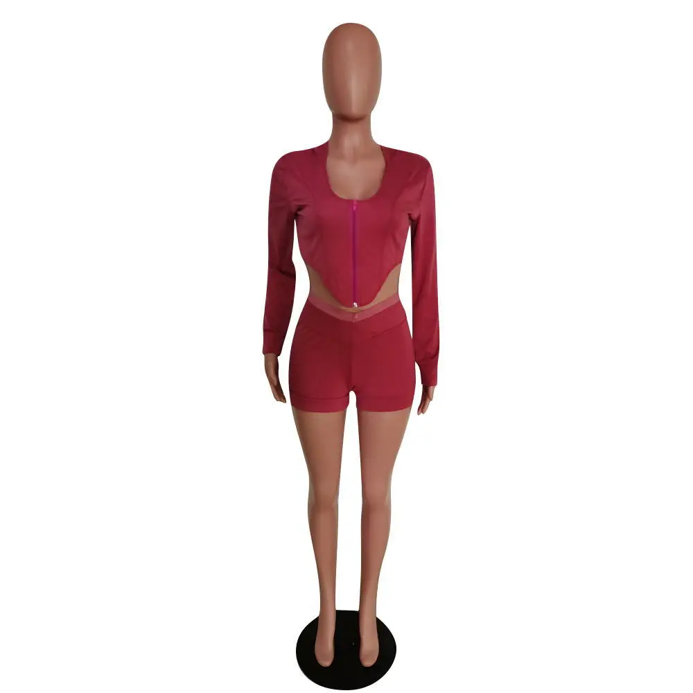 Lounge wear Solid Tracksuit Women Fitness Zipper Long Sleeve Hoodie Crop Top with Biker Shorts Two Piece Set Jogging Femme
Lounge wear Solid Tracksuit Women Fitness Zipper Long Sleeve Hoodie Crop Top with Biker Shorts Two Piece Set Jogging Femme