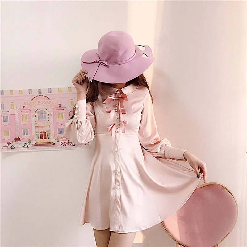 Pink Dress Women Bowknot Bead Button Kawaii Girl Long Sleeve A-Line Solid Sweet Dresses Women Clothing
Pink Dress Women Bowknot Bead Button Kawaii Girl Long Sleeve A-Line Solid Sweet Dresses Women Clothing