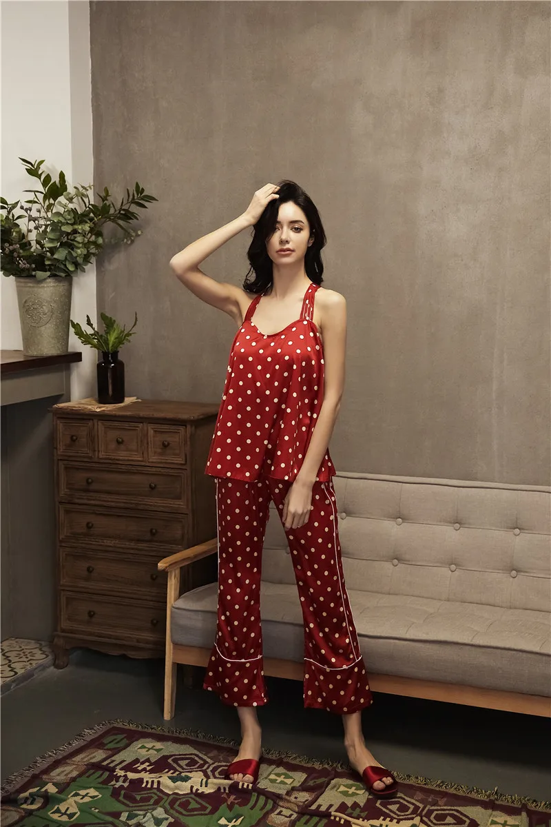 Summer Plus Size Loungewear Womens Pajama Top Pants Pyjama Silk Stain Sleepwear Polka Dot Female Vintage Christmas Pajamas Sets
Summer Plus Size Loungewear Womens Pajama Top Pants Pyjama Silk Stain Sleepwear Polka Dot Female Vintage Christmas Pajamas Sets