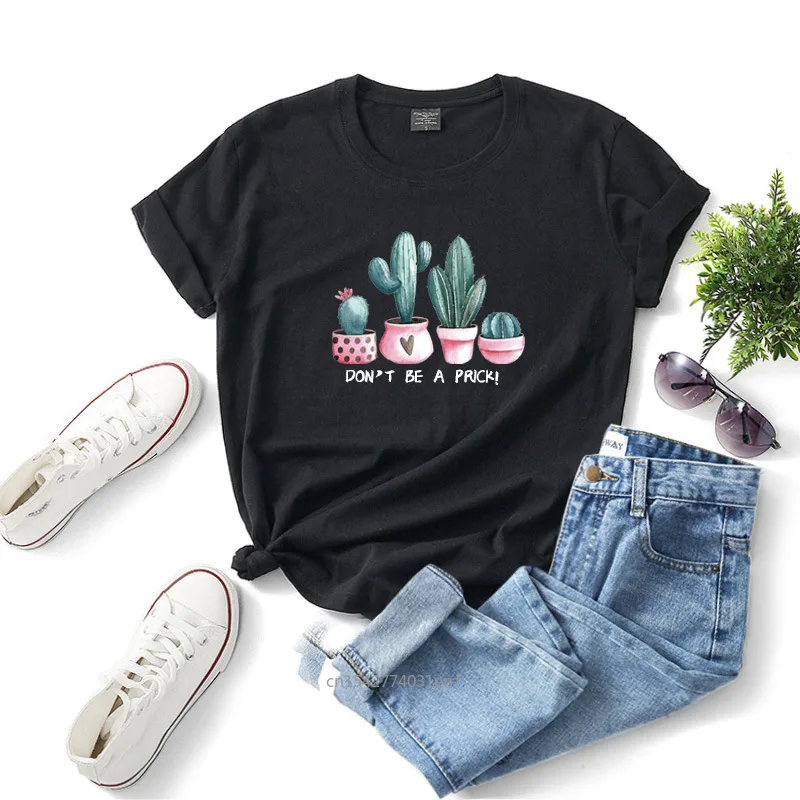 Women Fashion Plant Cactus Print T Shirt Don't Be A Prick Letter Tops Camisas Female Cute Graphics Tees
Women Fashion Plant Cactus Print T Shirt Don't Be A Prick Letter Tops Camisas Female Cute Graphics Tees