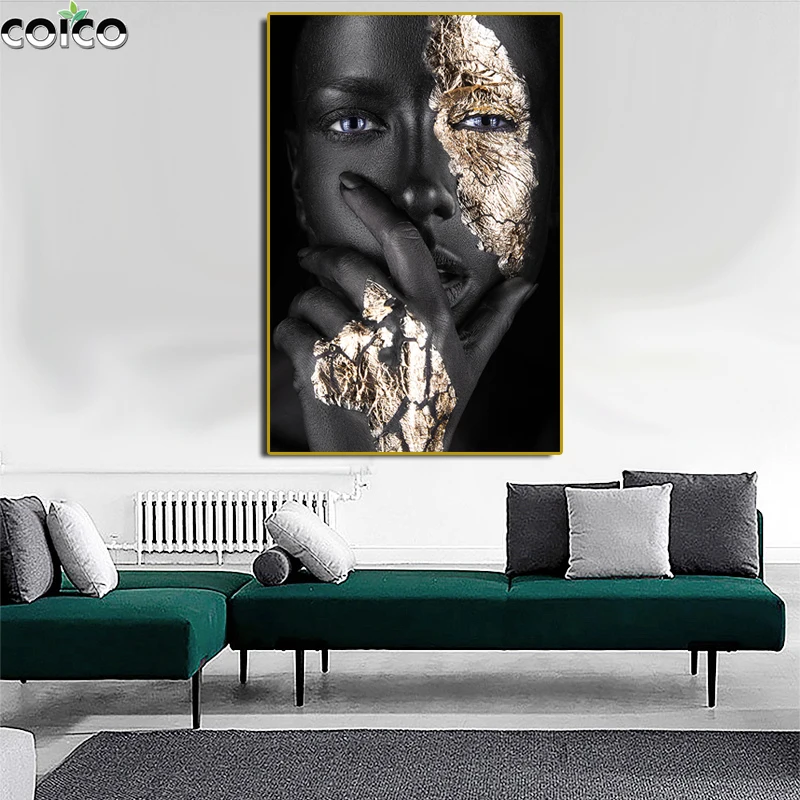 African Black and Gold Woman Canvas Painting Wall Living Room Poster and Prints HD Modern Art Scandinavian Decor Painting Frame
African Black and Gold Woman Canvas Painting Wall Living Room Poster and Prints HD Modern Art Scandinavian Decor Painting Frame
