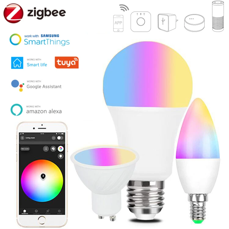 ZigBee 3.0 Tuya Wireless Smart Led Lamp E27 GU10 E14 RGBCW Dimmer Bulb Light Smart Life Voice for Smartthings Echo Hub Google
ZigBee 3.0 Tuya Wireless Smart Led Lamp E27 GU10 E14 RGBCW Dimmer Bulb Light Smart Life Voice for Smartthings Echo Hub Google