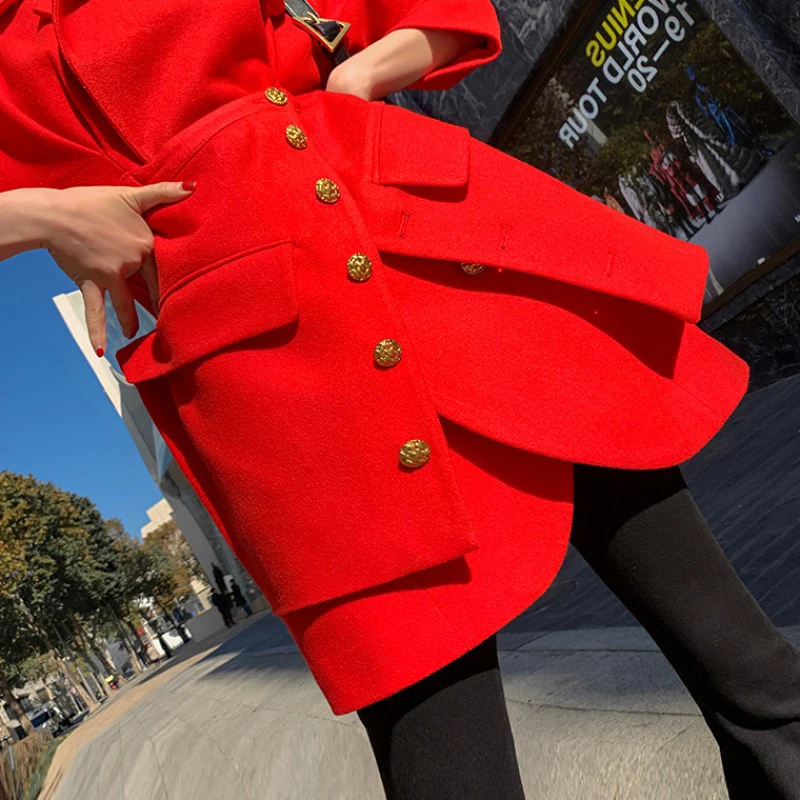 VGH Casual Red Ruched Coat For Women Lapel Long Sleeve High Waist Slim Tweed Coats Female Fashion New Clothing 2020 Tide Autumn
VGH Casual Red Ruched Coat For Women Lapel Long Sleeve High Waist Slim Tweed Coats Female Fashion New Clothing 2020 Tide Autumn