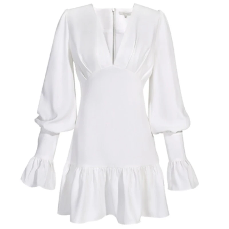 VGH Elegant Ruched White Dress For Women V Neck Lantern Sleeve High Waist Mini Dresses Female Fashion New Clothes 2020 Autumn
VGH Elegant Ruched White Dress For Women V Neck Lantern Sleeve High Waist Mini Dresses Female Fashion New Clothes 2020 Autumn