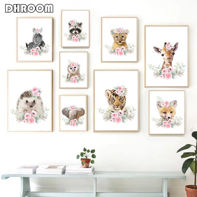 Baby Animal with Pink Flowers Tiger Lion Wall Art Nordic Posters and Prints Canvas Painting Wall Pictures for Kids Room Decor
Baby Animal with Pink Flowers Tiger Lion Wall Art Nordic Posters and Prints Canvas Painting Wall Pictures for Kids Room Decor