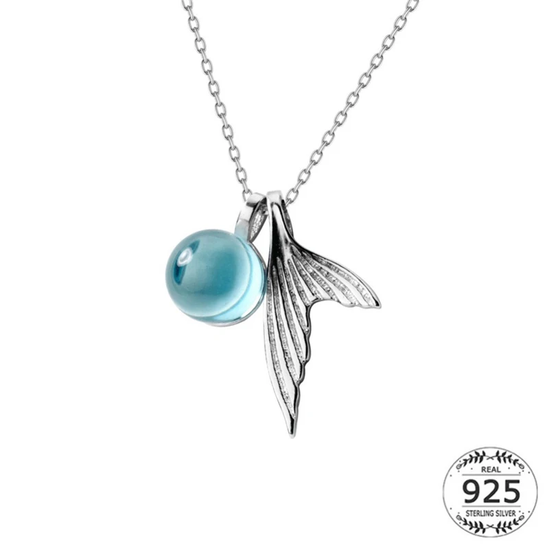 Женское винтажное ожерелье из серебра 925 пробы с голубыми кристаллами|Ожерелья| |