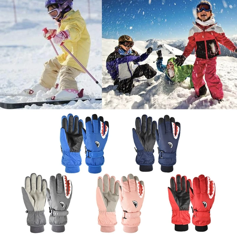 

Прямая поставка, детские зимние лыжные перчатки, уличные спортивные плотные теплые водонепроницаемые ветрозащитные варежки