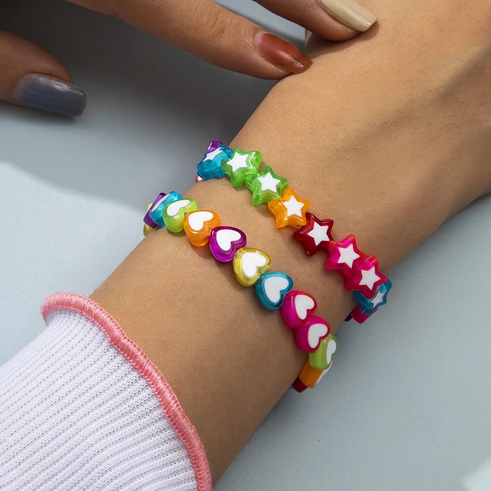 Lacteo 2Pcs/Set Y2K Candy Rainbow Color Chain Bangle Bracelet For Women Bohemian Heart Star Shape Charm Bracelet Jewelry Gifts
Lacteo 2Pcs/Set Y2K Candy Rainbow Color Chain Bangle Bracelet For Women Bohemian Heart Star Shape Charm Bracelet Jewelry Gifts