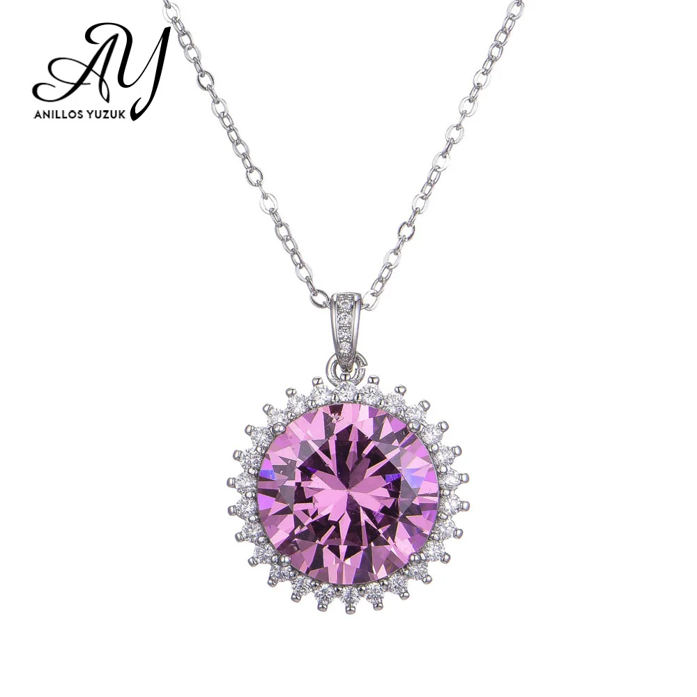 Anillos Yuzuk Unique Design Round Pink Crystal Pendant Necklace For Women 925 Sterling Silver Engagement Wedding Fine Jewelry
Anillos Yuzuk Unique Design Round Pink Crystal Pendant Necklace For Women 925 Sterling Silver Engagement Wedding Fine Jewelry