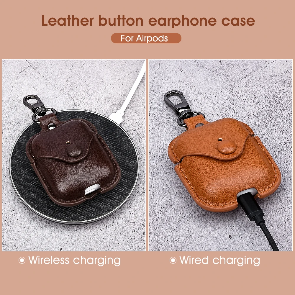 Leather Headphone Case For Apple Airpods 1 2 Bluetooth Earphone Charging Box For Airpods 2 Accessories Bag with Buttons Hook
Leather Headphone Case For Apple Airpods 1 2 Bluetooth Earphone Charging Box For Airpods 2 Accessories Bag with Buttons Hook
