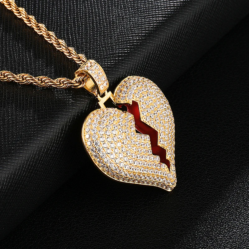 Hip Hop Iced Out Full Rhinestone Rope Chain Heart Breaking Pendant & Necklace For Men Jewelry Dropshipping
Hip Hop Iced Out Full Rhinestone Rope Chain Heart Breaking Pendant & Necklace For Men Jewelry Dropshipping
