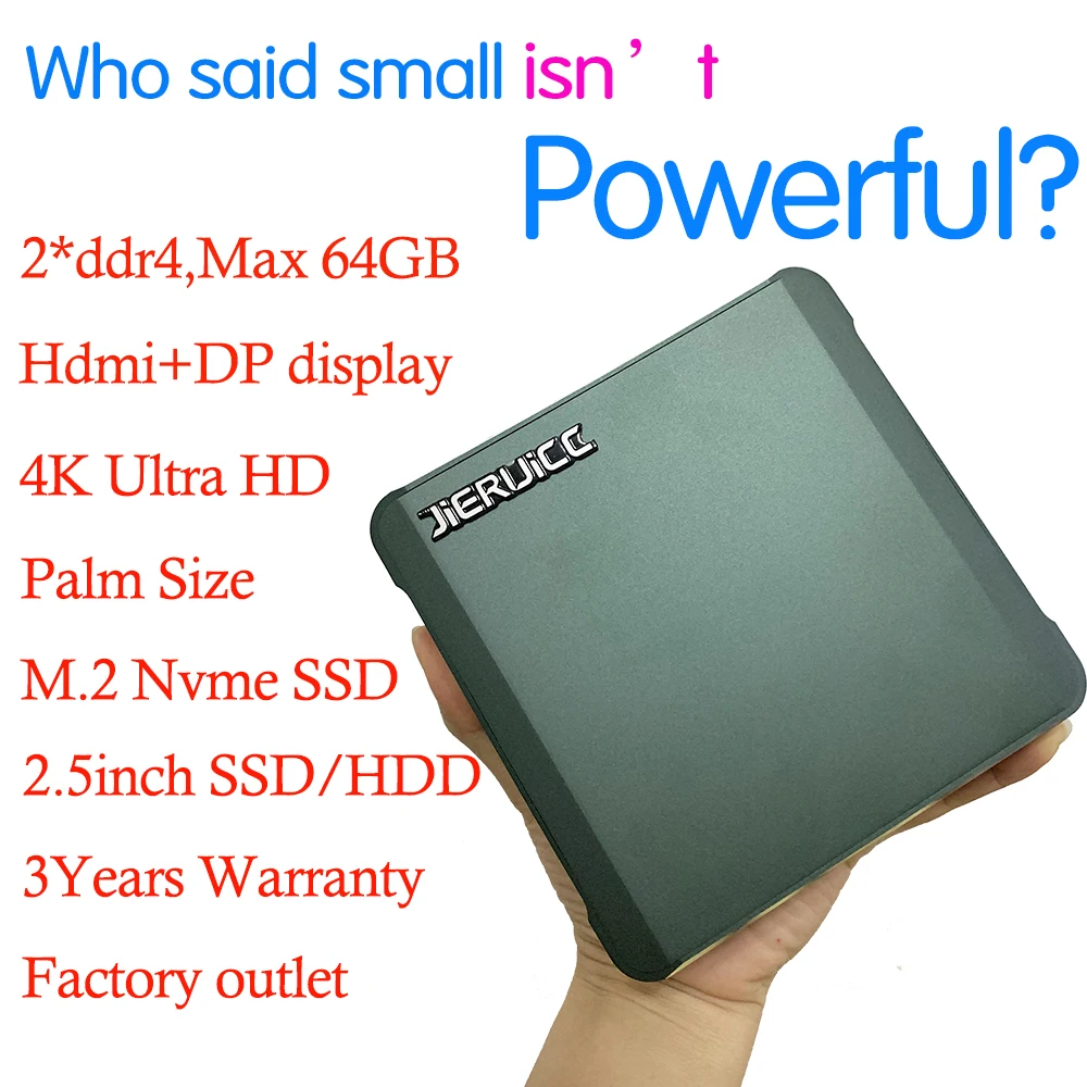 Фото Мини ПК NUC с Windows 10 Intel 8th i3 i5 i7 M.2 SSD карманный компьютер HDMI DP двойной дисплей HTPC
