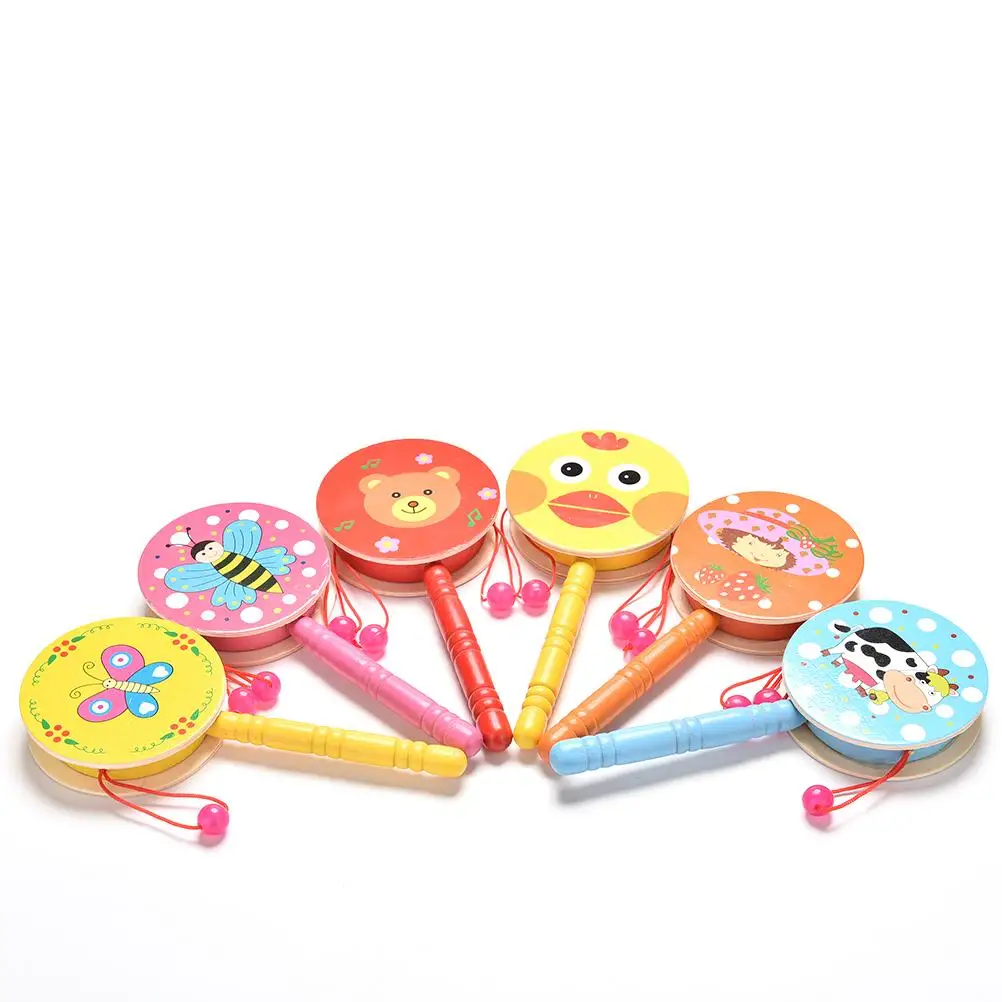 Wooden Funny Rattle Drum Spin Toys Cartoon Handbell Musical Instrument Cute Animal Print Baby Toys NEW
Wooden Funny Rattle Drum Spin Toys Cartoon Handbell Musical Instrument Cute Animal Print Baby Toys NEW