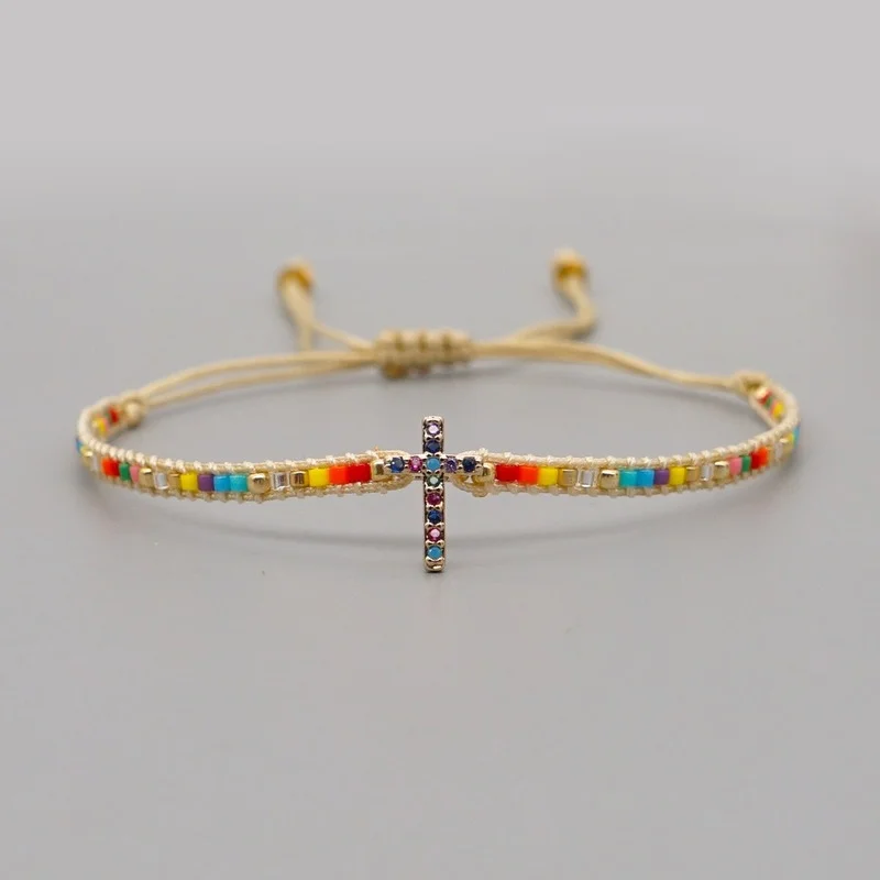 2021 Ethnic Cross Zircon Bracelet Miyuki Beads Woven Rainbow Beaded Small Bracelet Women Wholesale Jewelry Armband Pulseras
2021 Ethnic Cross Zircon Bracelet Miyuki Beads Woven Rainbow Beaded Small Bracelet Women Wholesale Jewelry Armband Pulseras
