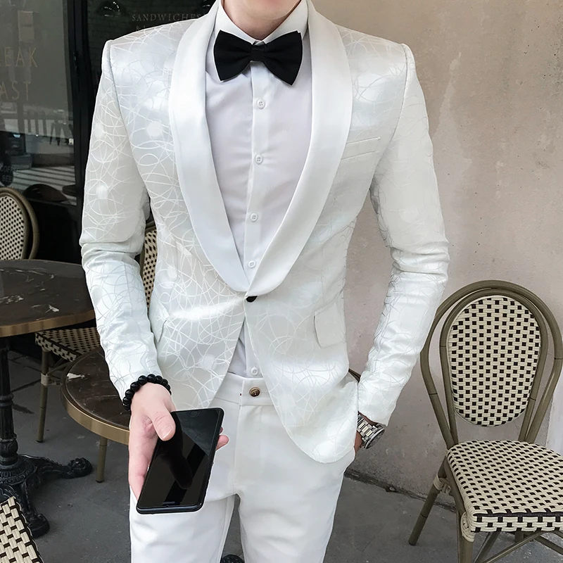Autumn 2019 net red tide slim business leisure handsome dark grain long sleeve one-piece suits white black
Autumn 2019 net red tide slim business leisure handsome dark grain long sleeve one-piece suits white black