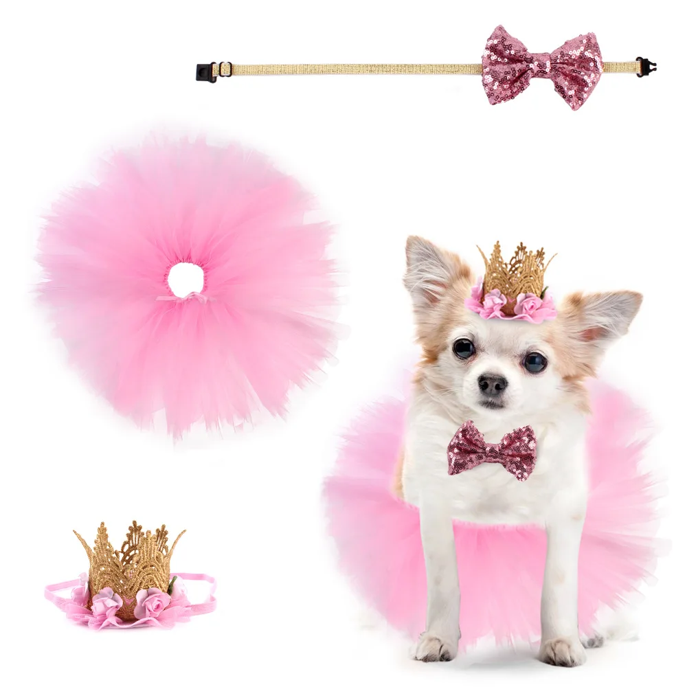 Cute Cat Dog Clothes Pink Lace Skirt Crown With Sequin Bow Set Puppy Kitten Halloween Christmas Day Clothes Pet Holiday Supplies
Cute Cat Dog Clothes Pink Lace Skirt Crown With Sequin Bow Set Puppy Kitten Halloween Christmas Day Clothes Pet Holiday Supplies