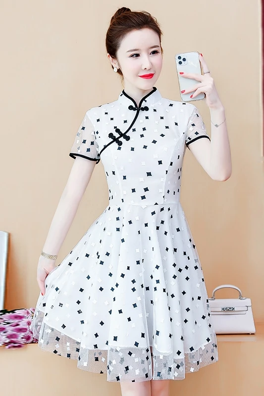 Leiouna Casual A-Line 2020 Fashion Women Cheongsam Dress Small Dress Women's Young Stand White Mesh Lifestyle Summer Dress
Leiouna Casual A-Line 2020 Fashion Women Cheongsam Dress Small Dress Women's Young Stand White Mesh Lifestyle Summer Dress