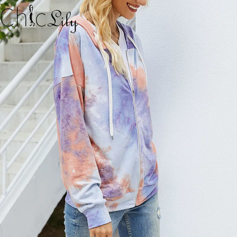 Chiclily Tie-Dye Hooded Long Sleeve Sweatshirt Zipper Coat Street Style Jacket Printed Coat Outwear Women Clothing
Chiclily Tie-Dye Hooded Long Sleeve Sweatshirt Zipper Coat Street Style Jacket Printed Coat Outwear Women Clothing
