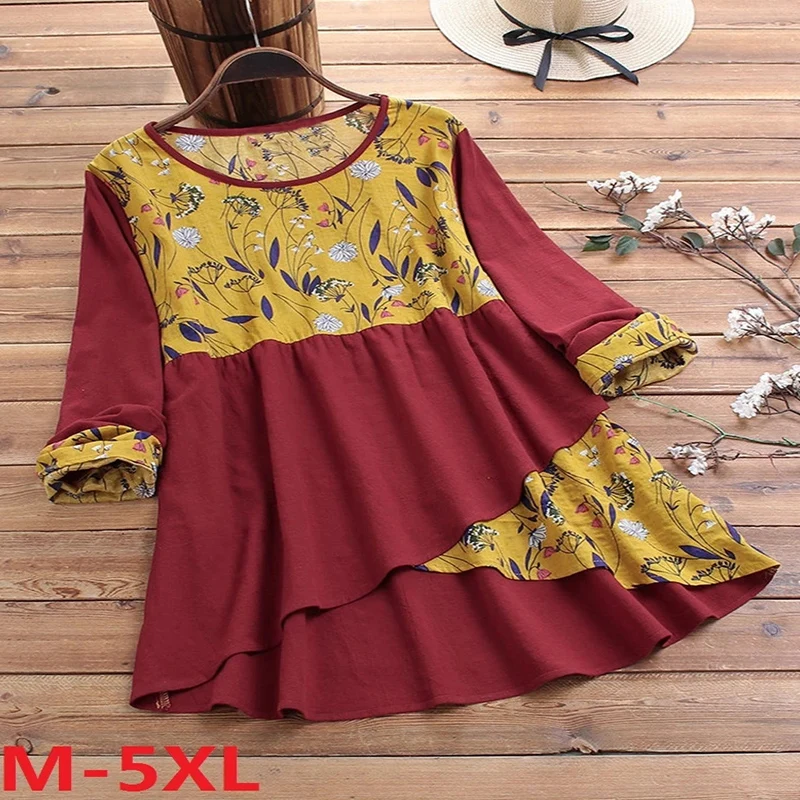 M-5XL Women Blouses Fashion Long Sleeve Patchwork Irregular Hem Shirt Elegant O-Neck Blouse Shirt Casual Loose Tops OL Tops
M-5XL Women Blouses Fashion Long Sleeve Patchwork Irregular Hem Shirt Elegant O-Neck Blouse Shirt Casual Loose Tops OL Tops