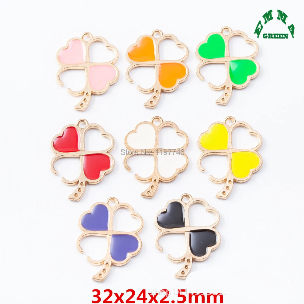 Gold Charms Colorful Clover Leaf Enamel Oil Drop Jewelry Charm 10pcs 32mm Charm Pendants for Jewelry making Findings
Gold Charms Colorful Clover Leaf Enamel Oil Drop Jewelry Charm 10pcs 32mm Charm Pendants for Jewelry making Findings
