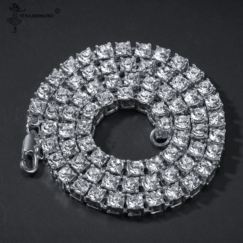 Мужские ожерелья в стиле хип-хоп панк 1 ряд круглый вырез 5 мм горный хрусталь