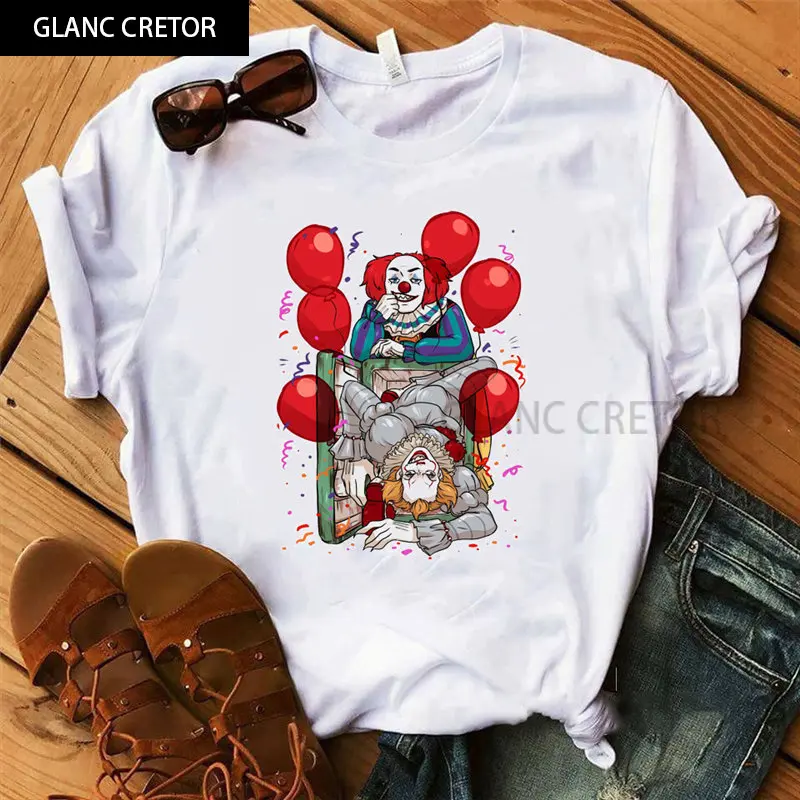 Clown custom Halloween Harajuku T-shirt female Funny IT Movie women T-Shirt femme Summer printed graphic T-shirt
Clown custom Halloween Harajuku T-shirt female Funny IT Movie women T-Shirt femme Summer printed graphic T-shirt