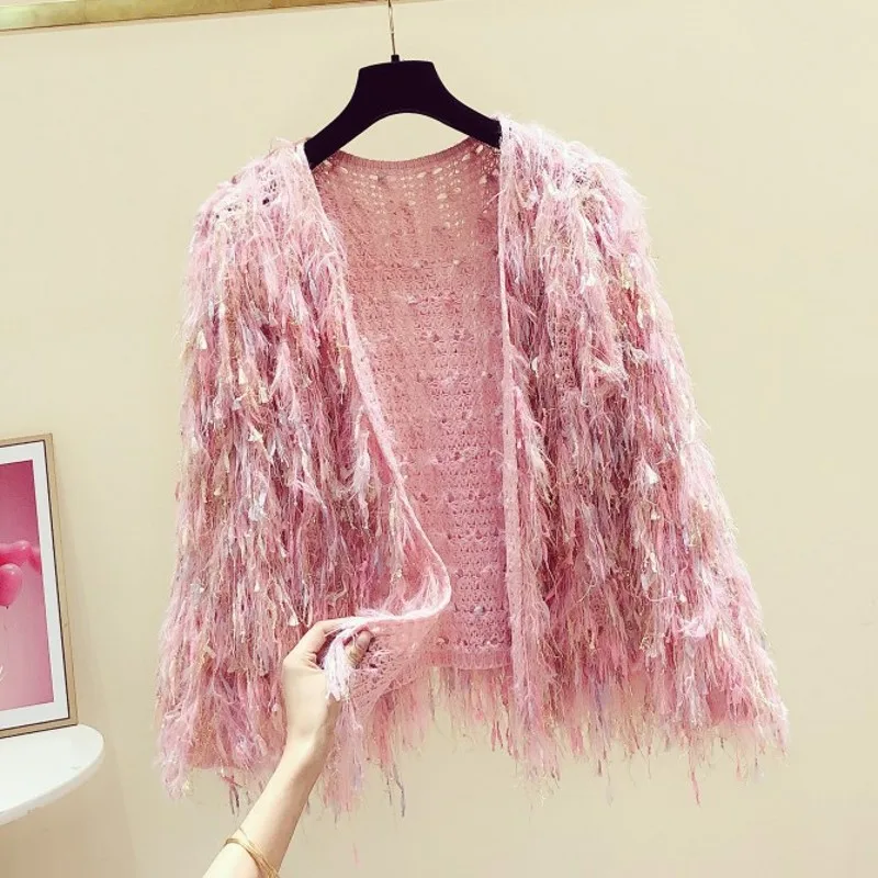 Pink Tassel Knitted Cardiagns 2020 New Autumn Winter Female Outwear V Neck Casual Long Sleeve Loose Knitting Sweaters
Pink Tassel Knitted Cardiagns 2020 New Autumn Winter Female Outwear V Neck Casual Long Sleeve Loose Knitting Sweaters