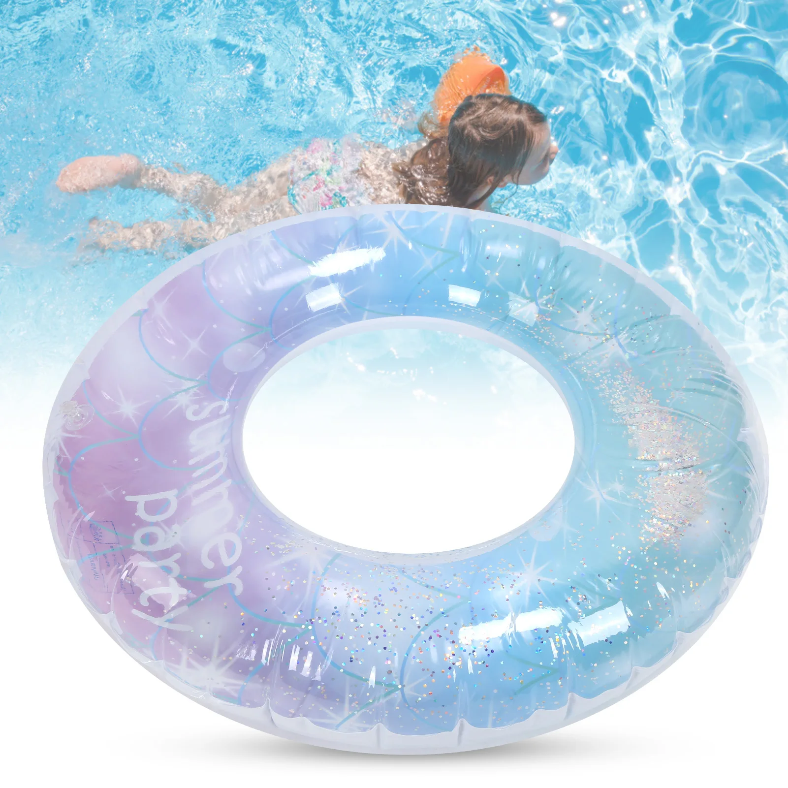 Glitter Inflatable Swimming Ring Pool Float Tube Round Shaped Swim Ring for Kids Adults Baby Swimming Pool Toys Swim Trainer
Glitter Inflatable Swimming Ring Pool Float Tube Round Shaped Swim Ring for Kids Adults Baby Swimming Pool Toys Swim Trainer