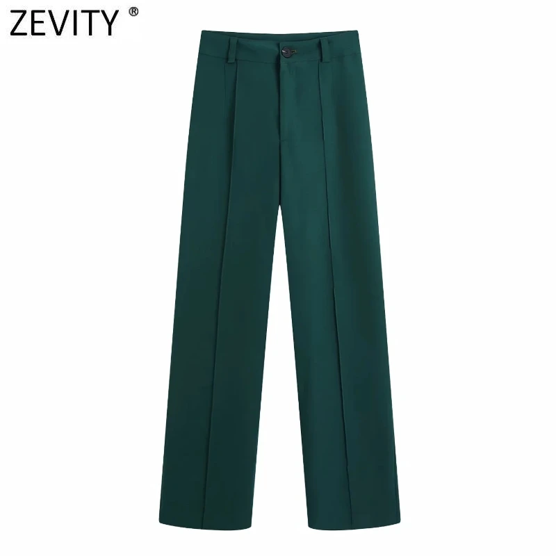 Zevity 2021 Women Chic Fashion Side Pockets Straight Pants Office Wear Vintage High Waist Zipper Fly Female Trousers Mujer P1016
Zevity 2021 Women Chic Fashion Side Pockets Straight Pants Office Wear Vintage High Waist Zipper Fly Female Trousers Mujer P1016