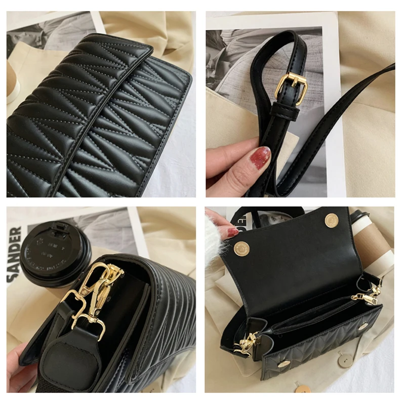 Small Leather Handbag Shoulder Tote Bag Stripe Fashion Retro Style Women Grille Design New Trendy Hand Bag Fashion Ladies 
Small Leather Handbag Shoulder Tote Bag Stripe Fashion Retro Style Women Grille Design New Trendy Hand Bag Fashion Ladies