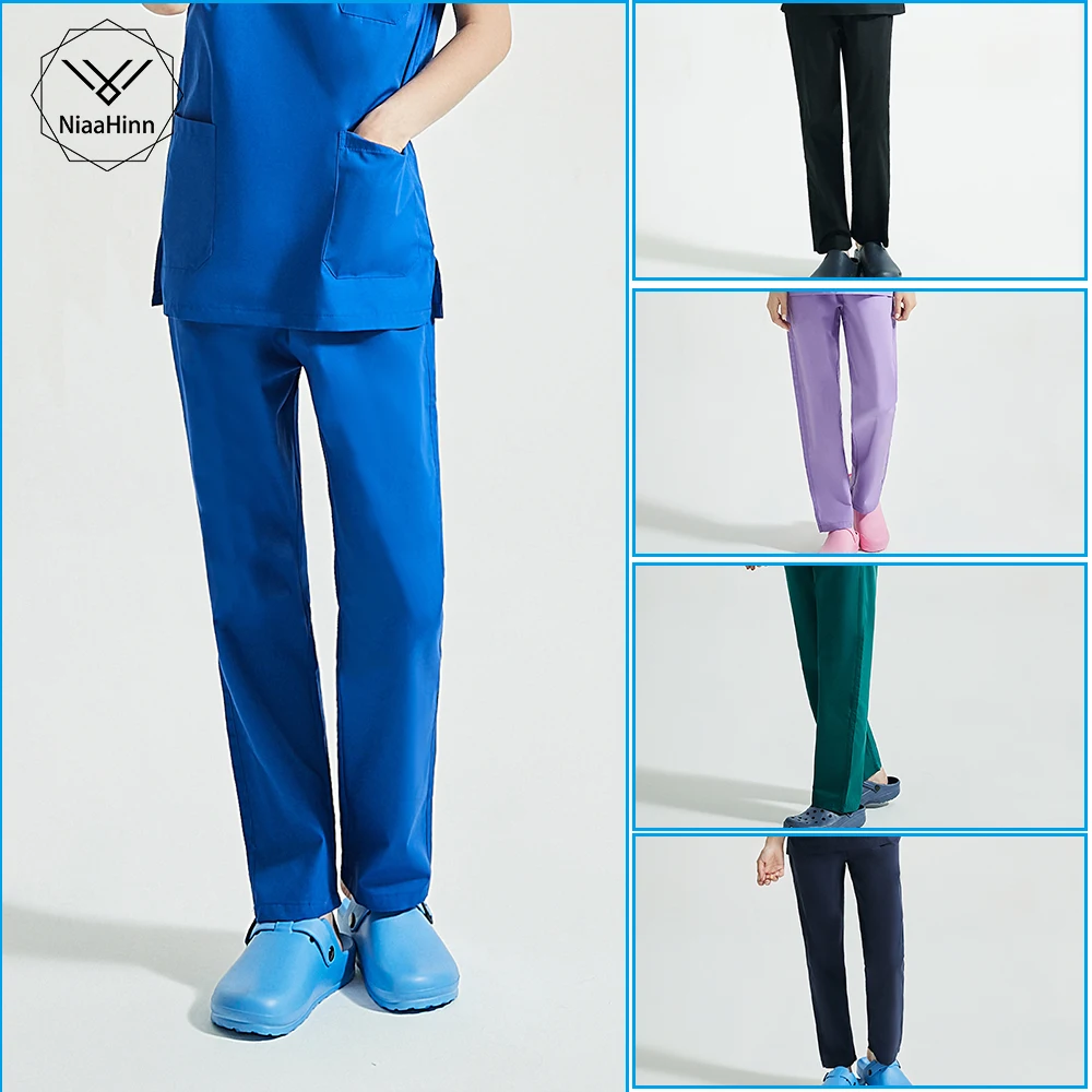 Scrub Pants Elastic Waist Drawstring Three Pockets Spa Trousers Beautician Work Bottoms Lab Scrubs Pants 
Scrub Pants Elastic Waist Drawstring Three Pockets Spa Trousers Beautician Work Bottoms Lab Scrubs Pants