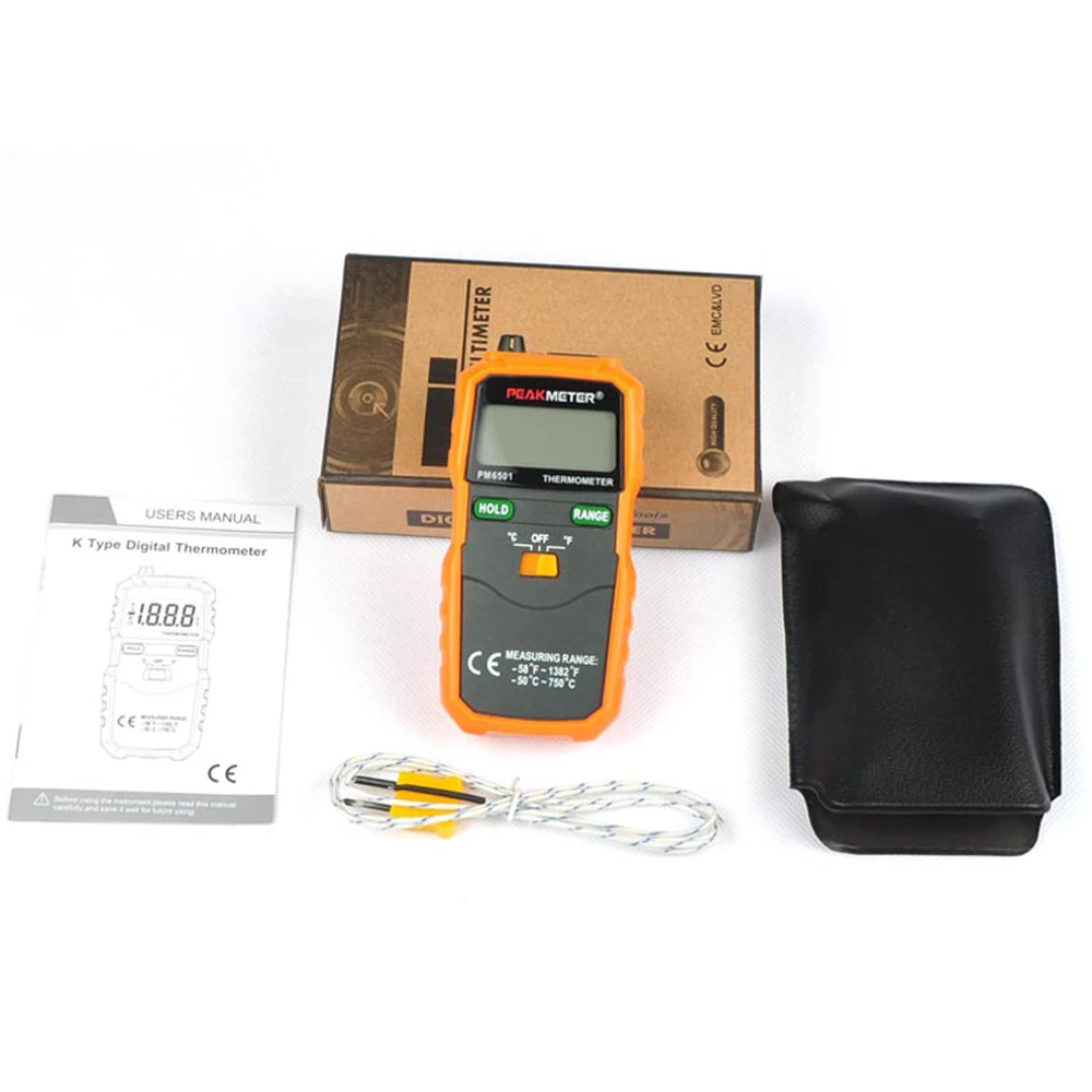 PEAKMETER PM6501 термометр термопара мини контактного типа с термопарой типа K, с функцией сохранения данных
PEAKMETER PM6501 термометр термопара мини контактного типа с термопарой типа K, с функцией сохранения данных