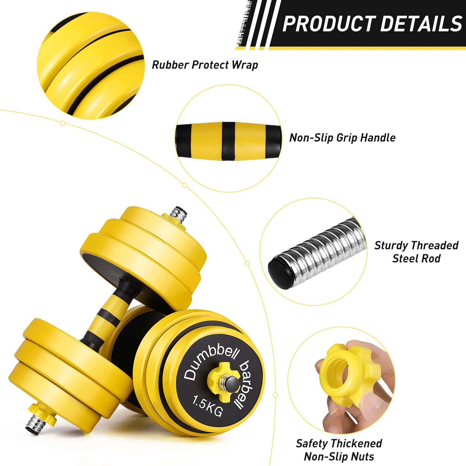 25kg 2 in 1 Adjustable Dumbbell/Barbell Set Non-slip Neoprene Handle Lifting Dumbbells with Connecting Rod for Home Gym 55lbs
25kg 2 in 1 Adjustable Dumbbell/Barbell Set Non-slip Neoprene Handle Lifting Dumbbells with Connecting Rod for Home Gym 55lbs