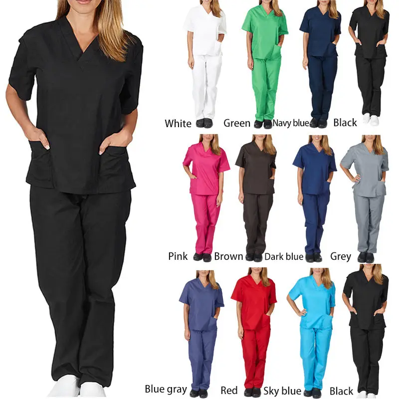 Women Men Workwear Short Sleeve V-Neck Tops+Pants Nursing Working Uniform Suit Scrub Overalls Clothes Multiple Colour
Women Men Workwear Short Sleeve V-Neck Tops+Pants Nursing Working Uniform Suit Scrub Overalls Clothes Multiple Colour