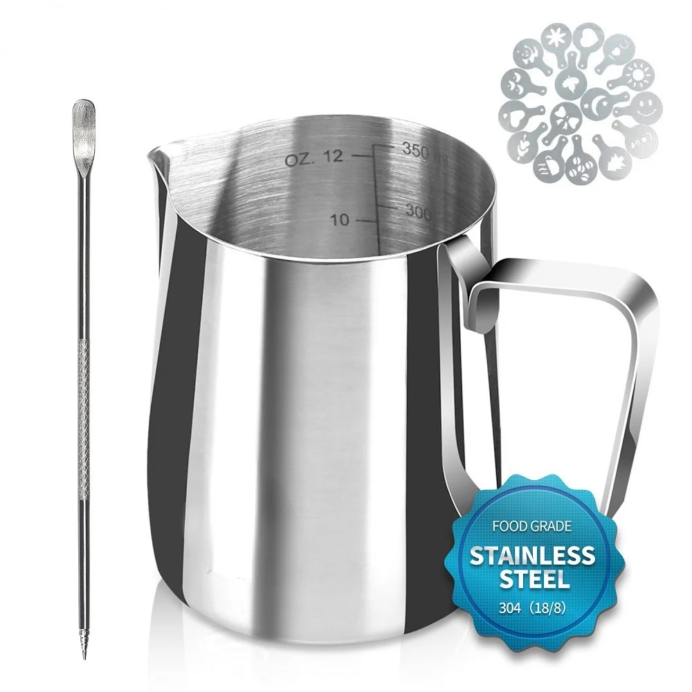Stainless Steel Milk Frothing Jug Espresso Coffee Pitcher Latte Cappuccino Milk Cream Cup Frothing Jug Pitcher Maker
Stainless Steel Milk Frothing Jug Espresso Coffee Pitcher Latte Cappuccino Milk Cream Cup Frothing Jug Pitcher Maker