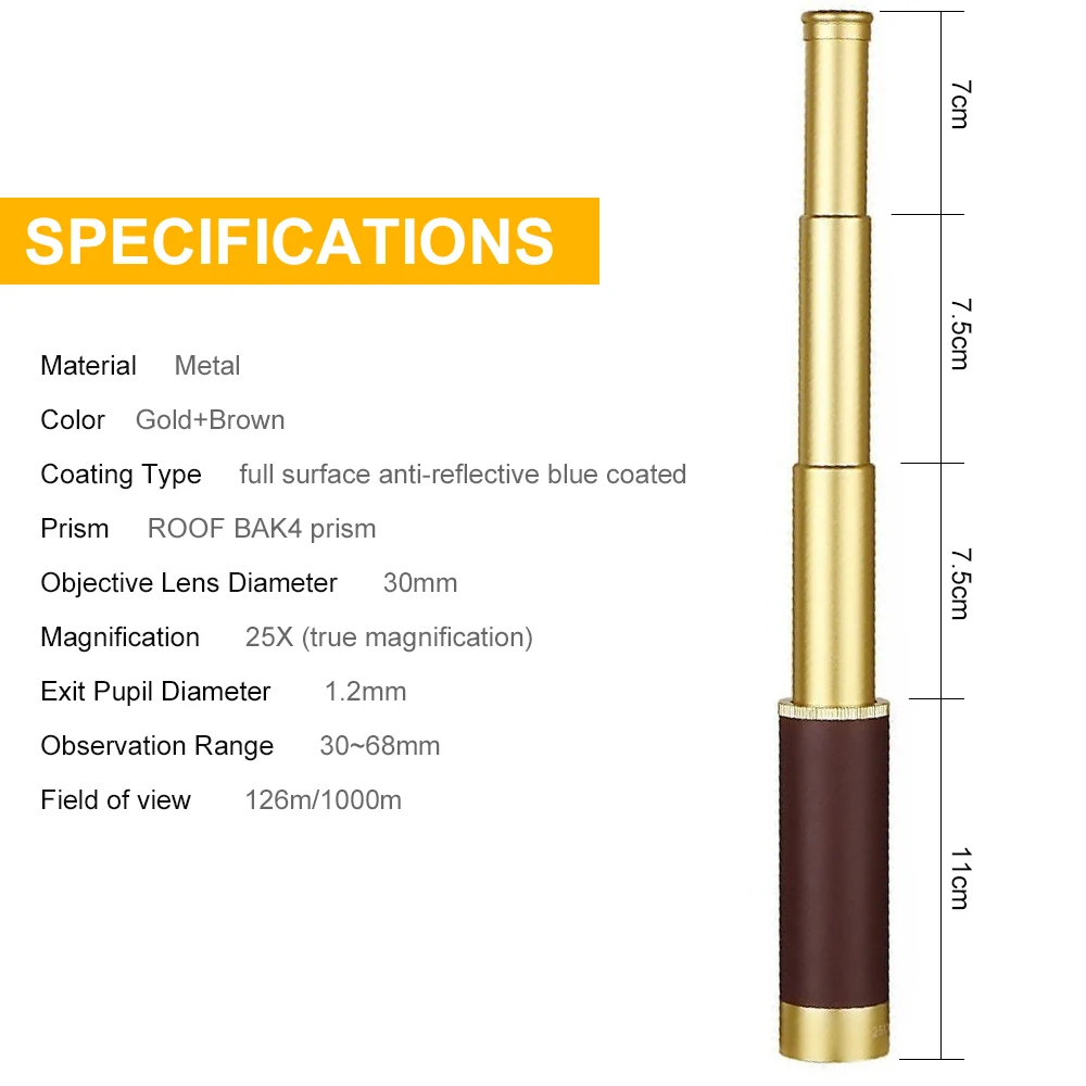 25X Single-tube Spotting Scope HD 30mm Lens Monocular Telescope with Leather Storage Bag for Concert Sports Event Bird Watching
25X Single-tube Spotting Scope HD 30mm Lens Monocular Telescope with Leather Storage Bag for Concert Sports Event Bird Watching