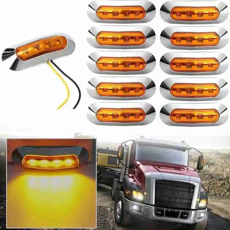 10pcs Side Marker Tail Light Amber 4 SMD 12/24V Waterproof Trailer Lamp Side Truck Ndicator Light Marker Led Lamp Light Rea V3D3 
10pcs Side Marker Tail Light Amber 4 SMD 12/24V Waterproof Trailer Lamp Side Truck Ndicator Light Marker Led Lamp Light Rea V3D3