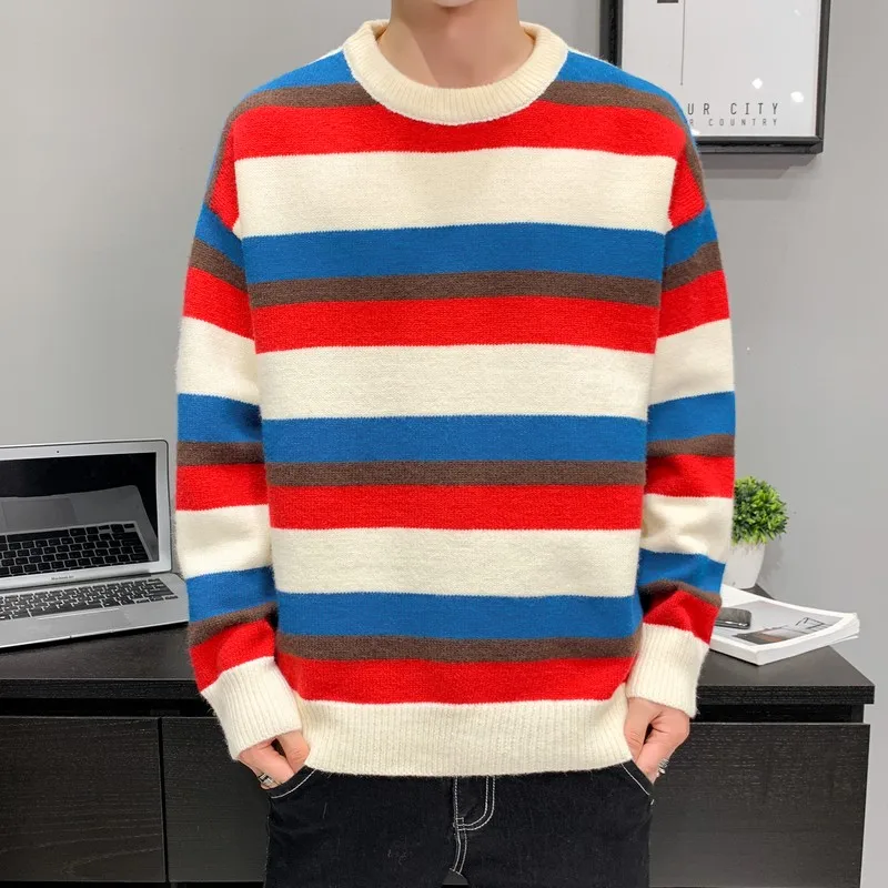 Casual Autumn Sweater Men Striped Candy Colors Pullover O-Neck Pull Slim Fit Knitted Cashmere Boys College Brand Clothes Student
Casual Autumn Sweater Men Striped Candy Colors Pullover O-Neck Pull Slim Fit Knitted Cashmere Boys College Brand Clothes Student