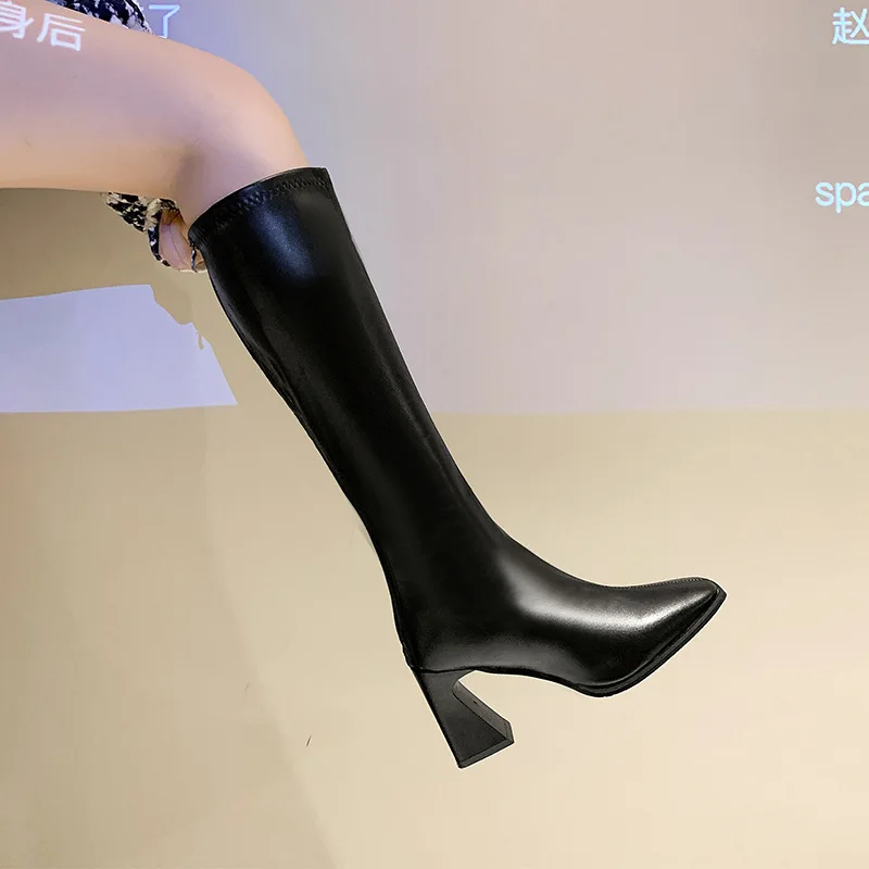 Genuine Leather Women's High Boots Fashion Slip-On Over-the-Knee Women Boots 2022 Autumn Winter Flock Round Toe Stretch Boots
Genuine Leather Women's High Boots Fashion Slip-On Over-the-Knee Women Boots 2022 Autumn Winter Flock Round Toe Stretch Boots