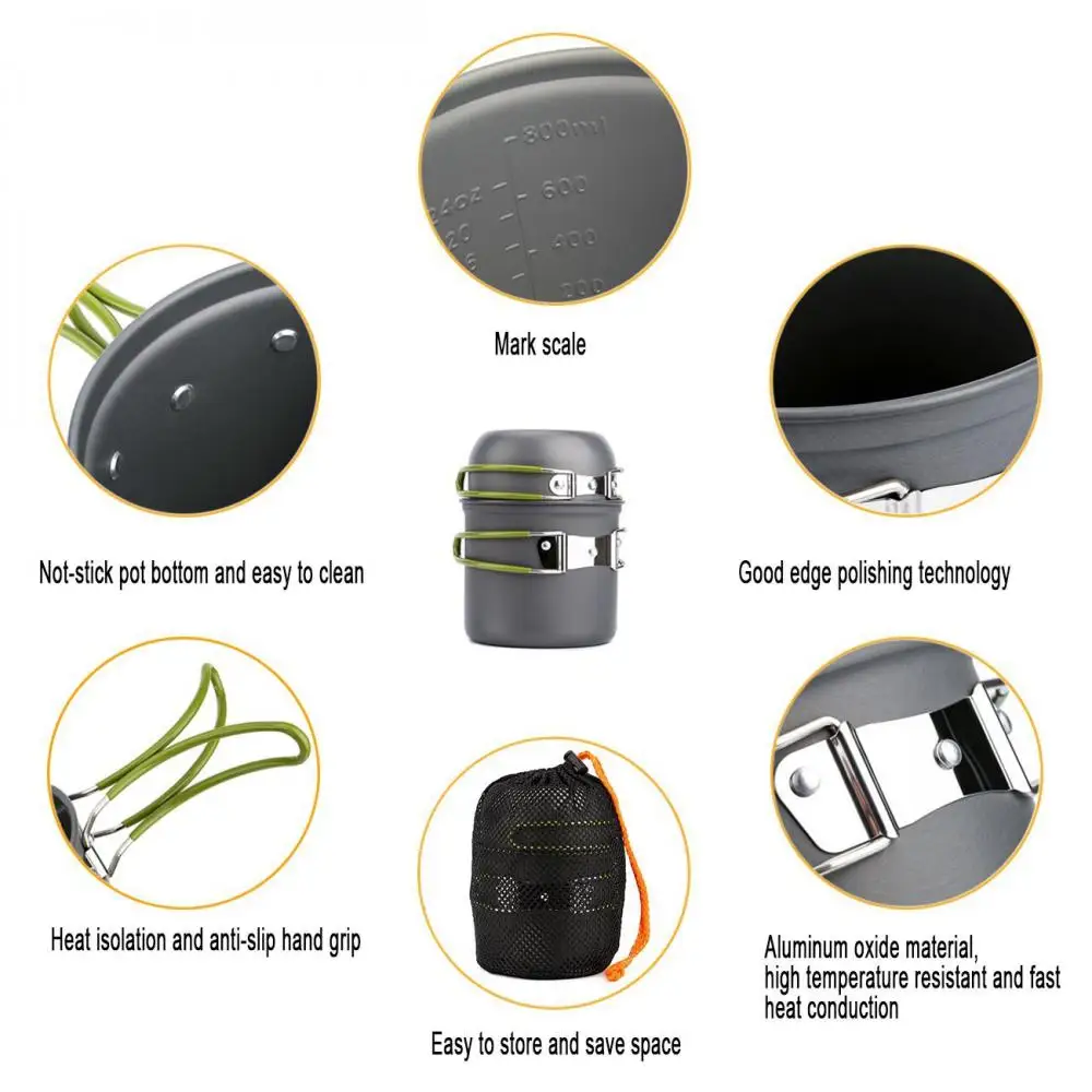 Outdoor Hiking Camping Cookware Set 1-2 Persons Portable Cooking Tableware Picnic Set Pot Pans Bowls With Dinnerware Gas Stove
Outdoor Hiking Camping Cookware Set 1-2 Persons Portable Cooking Tableware Picnic Set Pot Pans Bowls With Dinnerware Gas Stove