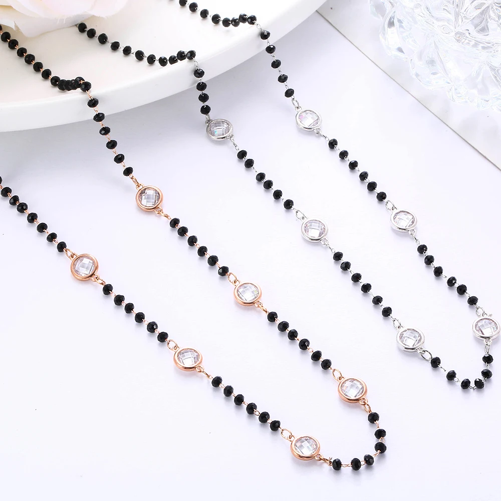 Clear Cubic zirconia Beads Black Crystal Chain Necklace For Women Wedding Party Elegant Fashion Gold Necklace Kolye Gifts
Clear Cubic zirconia Beads Black Crystal Chain Necklace For Women Wedding Party Elegant Fashion Gold Necklace Kolye Gifts