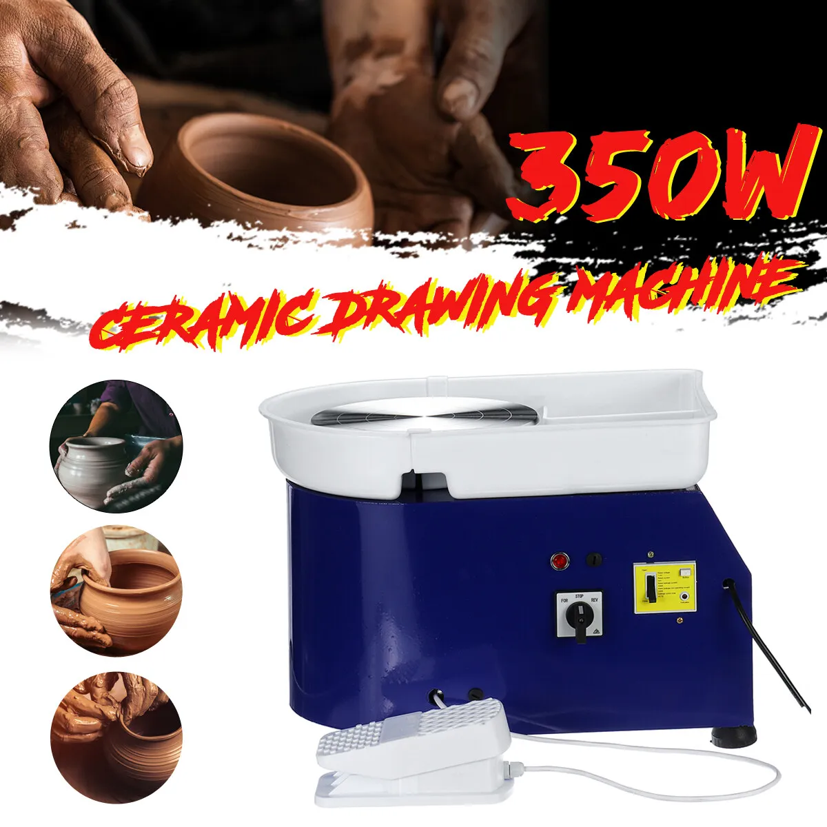 

220V /110V DIY 25CM 350W Electric Pottery Wheel Ceramic Machine Foot Pedal Clay Pottery Forming Ceramic Works Art Work