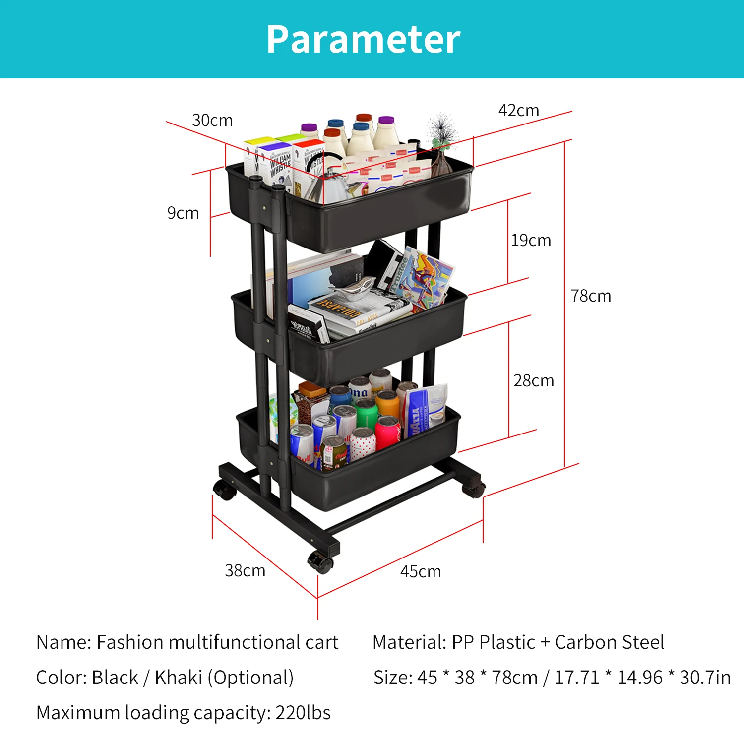 3 Tier Rolling Storage Utility Cart on Wheels Moveable Organizer Cart Mobile Storage Shelves Plastic Basket for Bedroom Kitchen
3 Tier Rolling Storage Utility Cart on Wheels Moveable Organizer Cart Mobile Storage Shelves Plastic Basket for Bedroom Kitchen