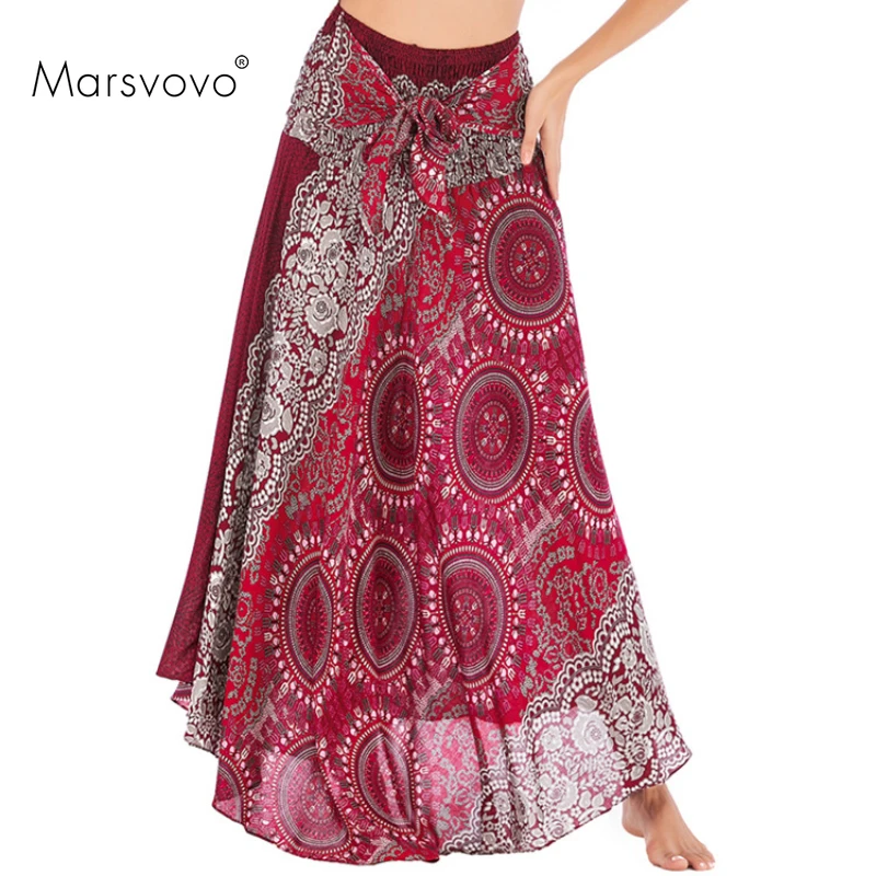Casual Long Skirts Beach Party High-waisted Skirt Korean Fashion Summer Women's Clothing Vacation Boho Print Skirts Womens 2021
