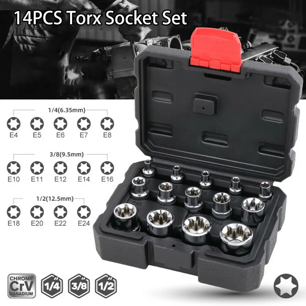 14pcs Flower Type Socket Set Drive Socket Set E Type Socket Inner Flower Plum Blossom Socket Dropshipping
14pcs Flower Type Socket Set Drive Socket Set E Type Socket Inner Flower Plum Blossom Socket Dropshipping