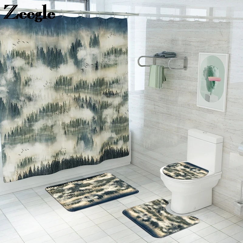 Scenic Pattern Bath Mat Shower Curtain Set Post Morden Style Bathroom Carpet Mat Toilet Non Slip Foot Mat Absorbent Carpet
Scenic Pattern Bath Mat Shower Curtain Set Post Morden Style Bathroom Carpet Mat Toilet Non Slip Foot Mat Absorbent Carpet