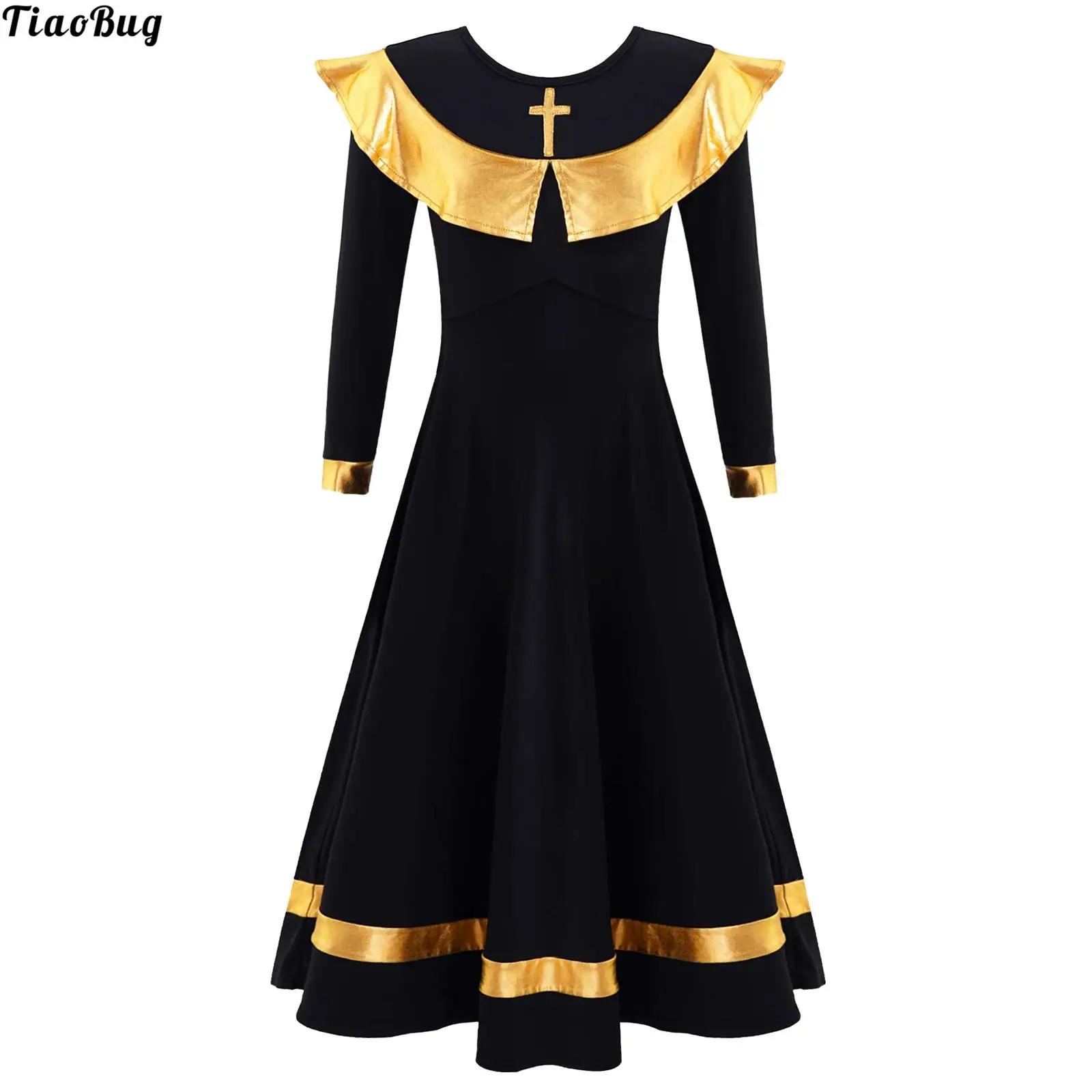 Kids Girls Dance Stage Performance Costumes Long Sleeve Round Neckl Ruffle Decor Bronzing Cloth Patchwork Style Hymn Dress
Kids Girls Dance Stage Performance Costumes Long Sleeve Round Neckl Ruffle Decor Bronzing Cloth Patchwork Style Hymn Dress