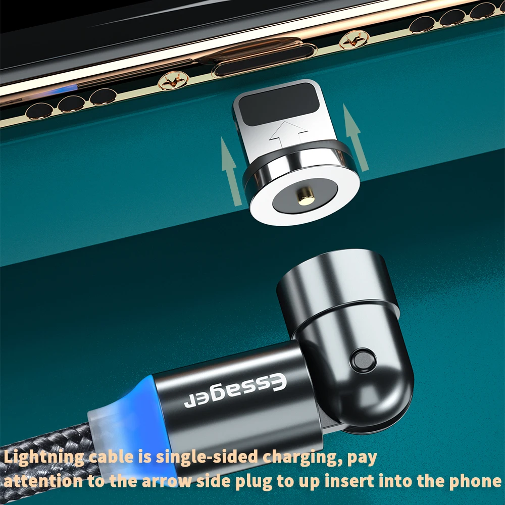 Магнитный кабель Essager Micro USB/Type-C вращающийся на 540 градусов для iPhone Xiaomi с